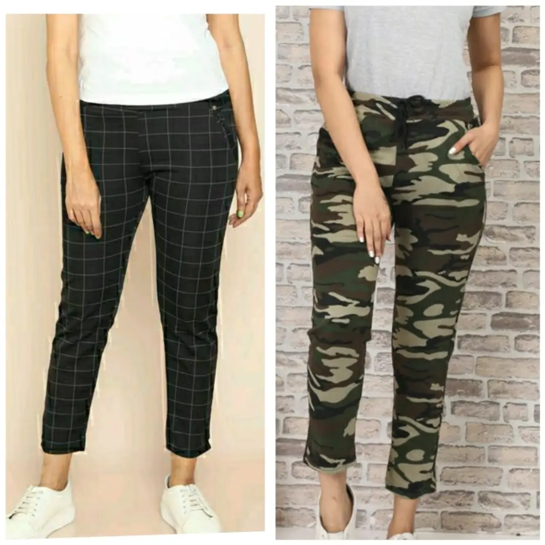 Women s Combo Of 1 Check 1 Camouflage Jeggings