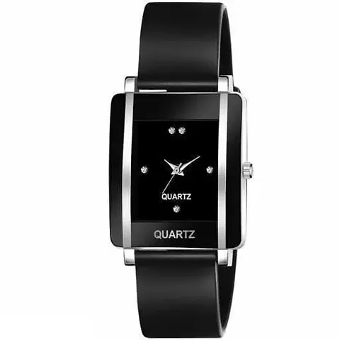 Stylish Black Rubber Analog Watches For Women