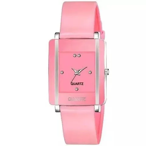 Stylish Pink Rubber Analog Watches For Women