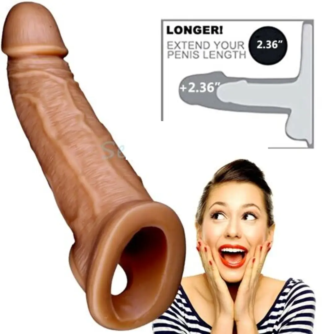 Premium 8 Inch - Hammer Reusable Silicone Cock Enlargement Extender Condoms  for Men Penis Sleeve Dragon JCB Condom