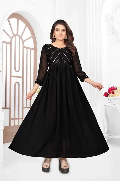 Fancy Georgette Solid Kurti