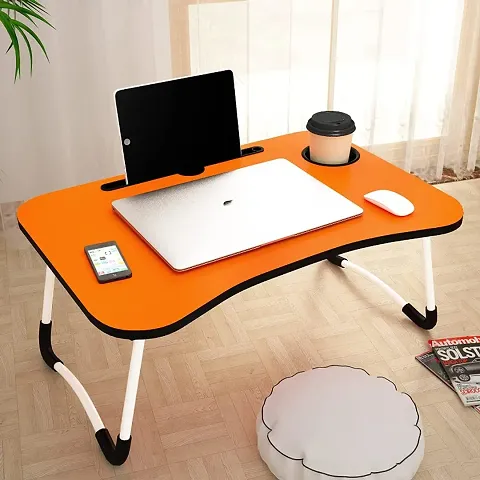 Multi-Purpose Laptop Table/Study Table/Bed Table/Foldable and Portable Wooden/Writing Desk (ORANGE)