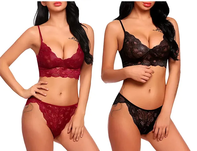 Buy DRESS SEXY Crotchless Lingerie Set. Non Wire+MID Rise+V Neck+