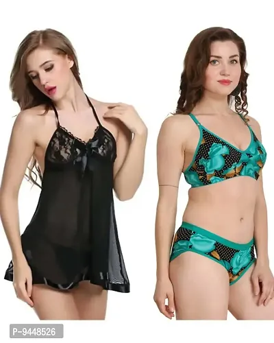 Siami Solid Short Nighty Honeymoon Babydoll Nighty For Women With Bra and  Panty - Fashion Bazar at Rs 472.00, Chandausi