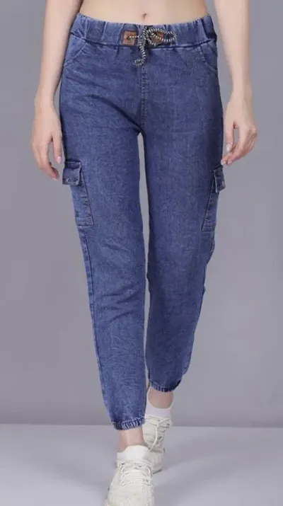 Buy Trendy Latest 6 Pocket Blue Denim Joggers Cargo Jeans Pants For Girls  Women (Combo Of 2) Online In India At Discounted Prices