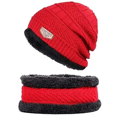 Ultra Soft Unisex Woolen Beanie Cap Plus Muffler winter cap Set.