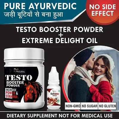 Testo Booster Powder Or Extreme Delight Provides Energy And Revitalization (100gm+15ml) 100% Ayurvedic