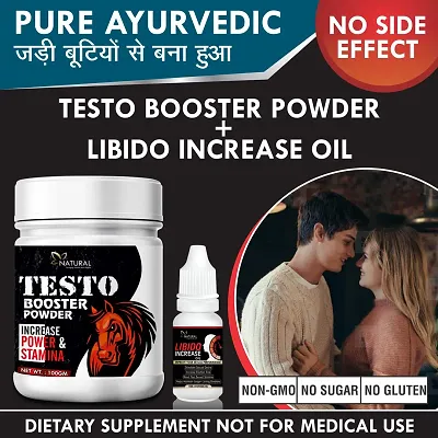 Testo Booster Powder Or Libido Increase Oil Herbal For Penis Enlargement, Increase Time & Stamina (100gm+15ml) 100% Ayurvedic