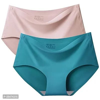 Women’s Cotton Ice Silk Seamless Invisible Panties Hipster Medium Rise  Brief No Panty Line Underwear Multicolor Pack of 3