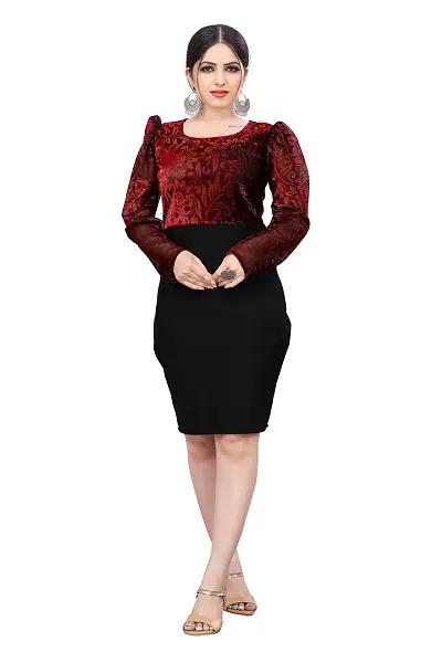 Buy Myntra Women's New Fancy Trendy Korian V-Neck Cap Sleeve Western Dress ( Red) Size:-Large Online In India At Discounted Prices