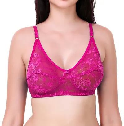 Buy Melisa Star Hot Lace Bra for Womens-Magenta/Maroon/Red Online