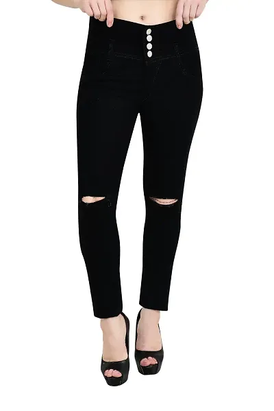 Buy Sizzers Women's Slim fit Jeggings, Jeans with Crystal Boat, Work  high Waist, Stretchable Black Pants with Pocket