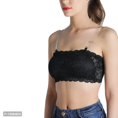 Deevaz Combo Of 2 Padded Tube Bra In Black & White Poly-Lace