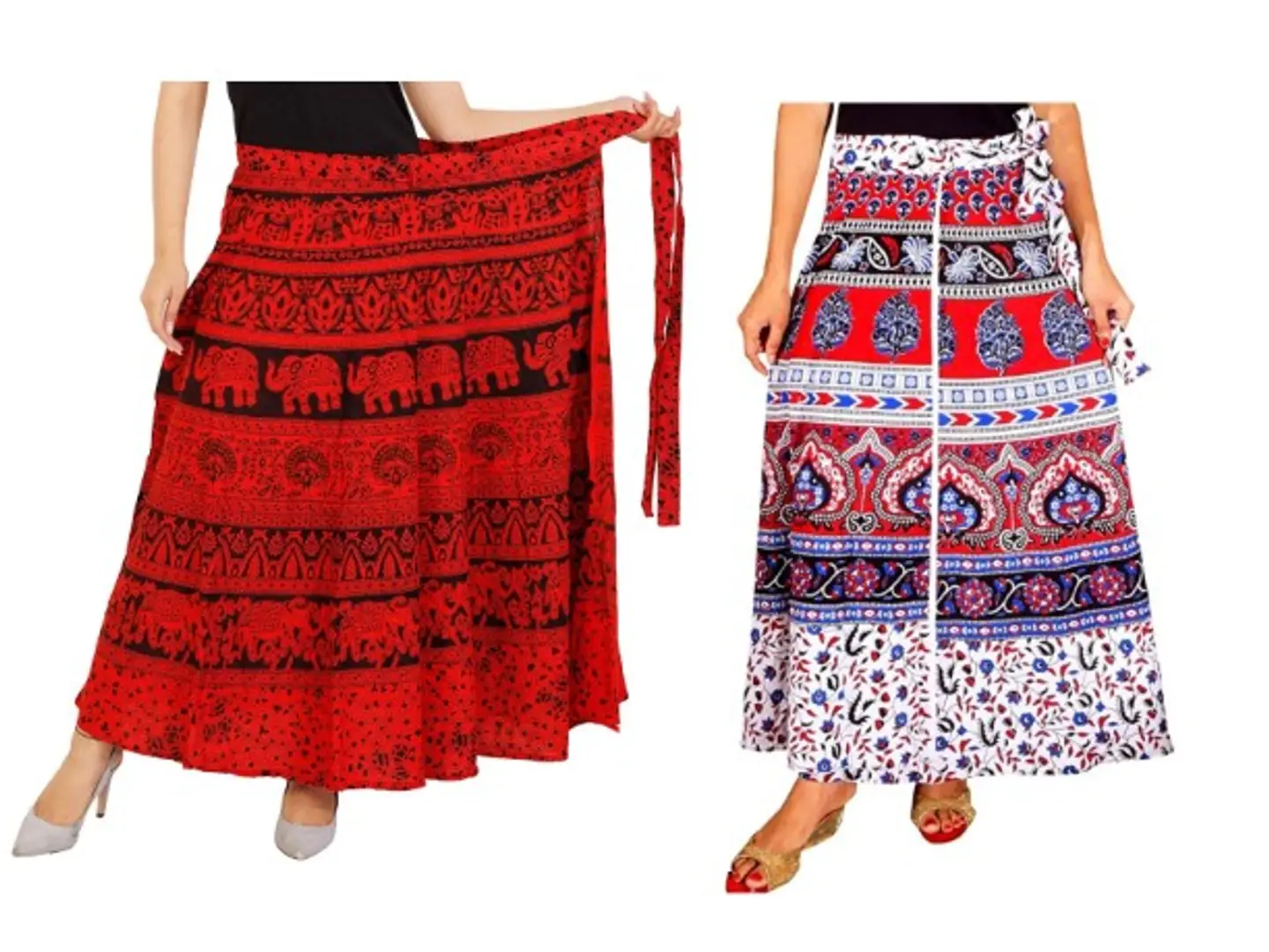 Jaipuri wrap shop around skirt