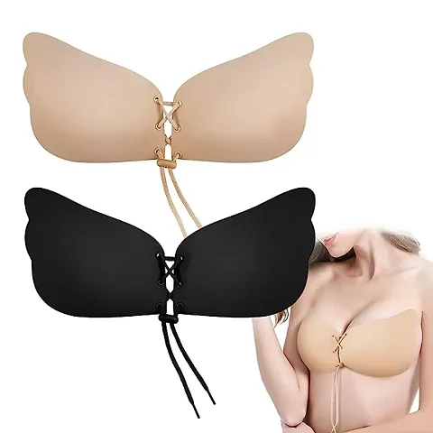 LALEY Women Breast Lifting Bra for Women, Invisible Lift/Push up Strapless  Backless Bra Sticky Nipple
