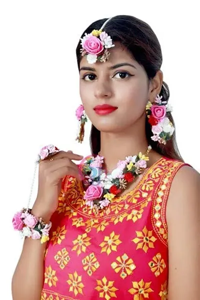 Buy A2 Fashion Stores Yellow Fabric Bridal Gota Patti Jewellery Set for  Haldi/Mehndi and Sangeet for Women at Amazon.in