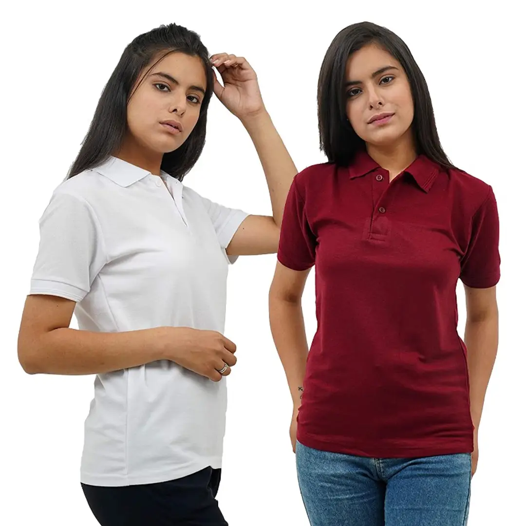 Branded Solid Regular Fit Polo T shirts for Men Women Boys Girls Cotton  Blend Slim fit T shirt Half Sleeves Round Neck For Casual Wear in Summer -  White Maroon - Pack