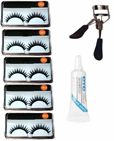False Eye Lashes , Curler And Eye Lashes Glue (combo Of 3)  (7 Items In The Set)