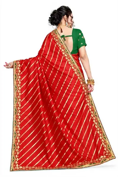 Tessar Silk Green Leheriya Saree With Gotta Embellishment