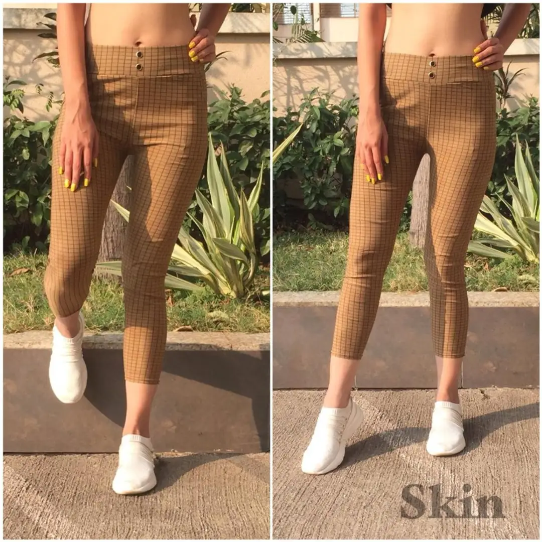 Imported Chex Button Pant For Women