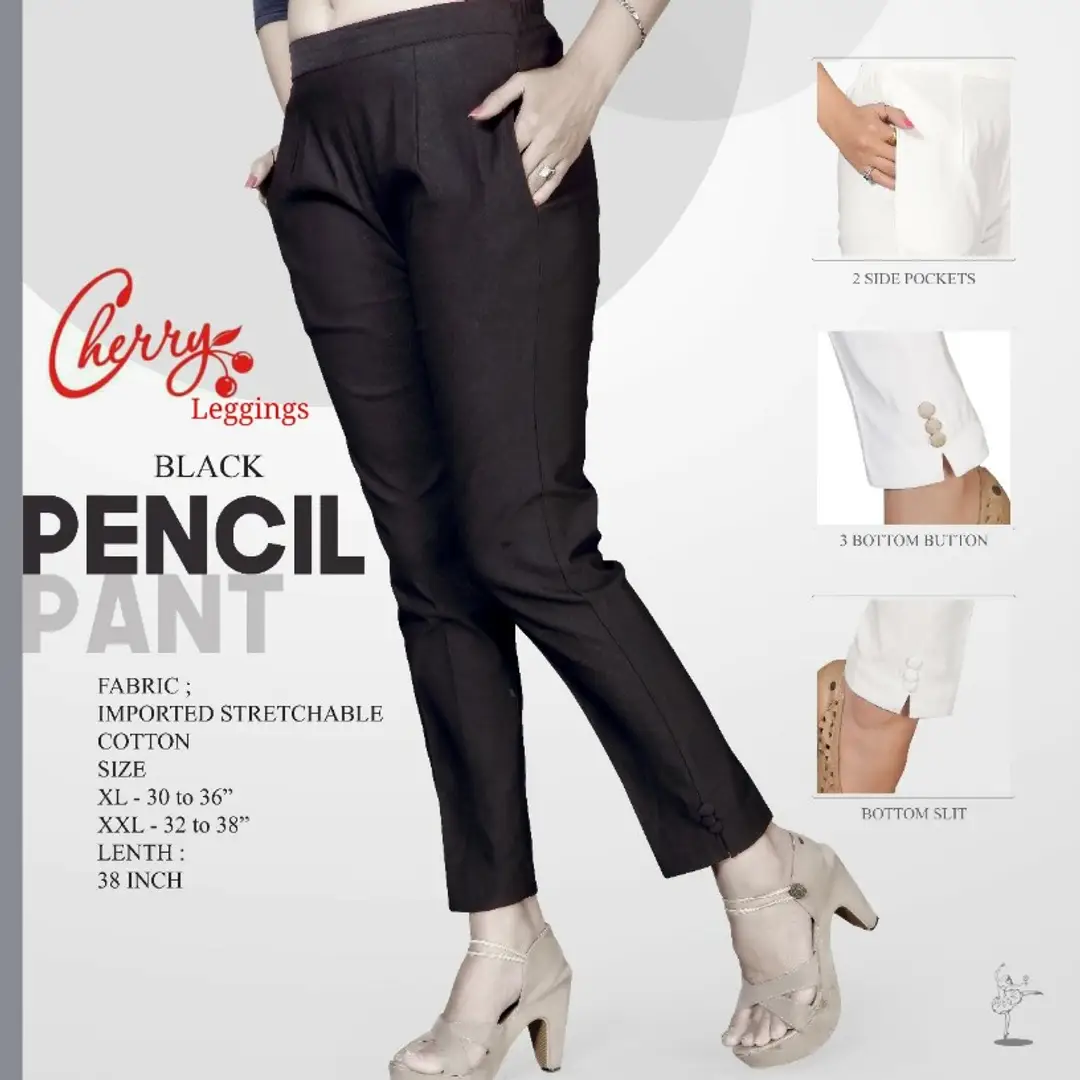 White Orange Cotton Pencil Pants