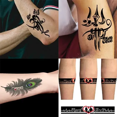 Buy Temporary Tattoowala Mom Dad Peacock Feather Flute Designs Pack of 4  Temporary Tattoo Sticker For Men and Woman Temporary body Tattoo (2x4 Inch)  Online In India At Discounted Prices