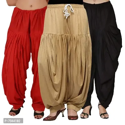 Buy Style Pitara Cotton Comfort Punjabi Patiala Salwar Pants for Women  Bottoms Combo 3 (Beige,Red,Black) - Free Size Online In India At Discounted  Prices