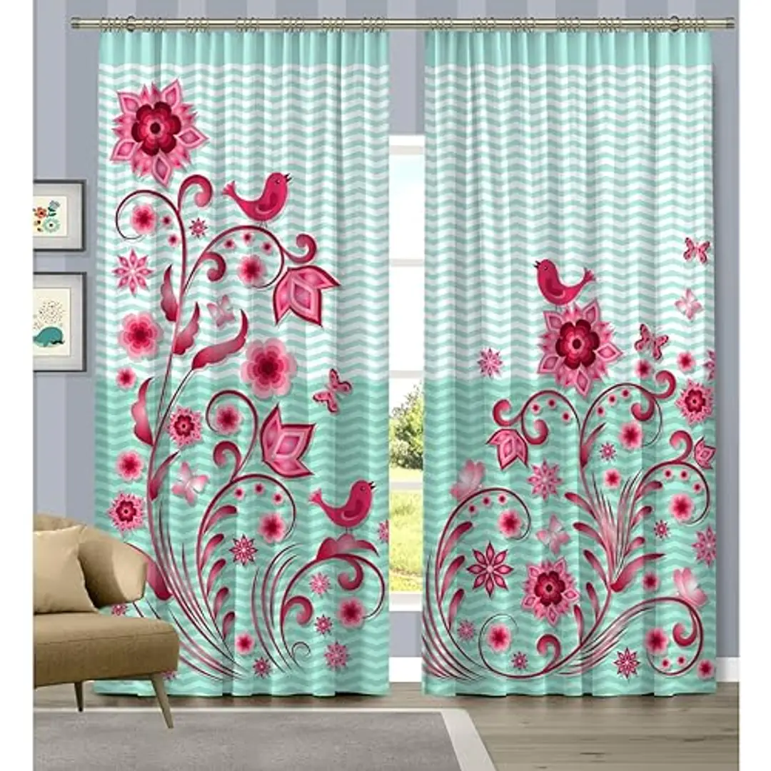 Heart Printed Curtain / Drapes For Living Room Dining Room Bed Room With 2 online Panel Set - Multiple Sized Valentine Tree Love Nature Happiness