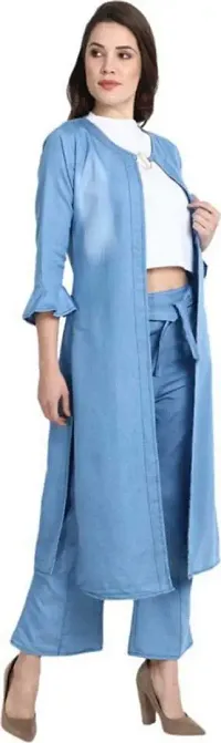 Allegra K Women's Casual Cap Sleeve Open Front Crop Denim Shrugs Light Blue  Large : Target