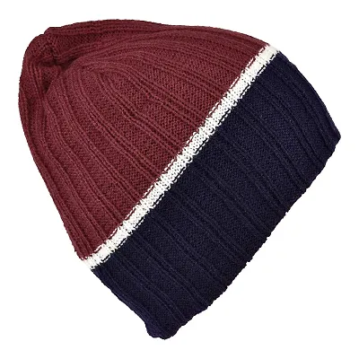 Stylish Brown Winter Wollen Beanie Cap Warm Knitt Stylish Red Navy Woollen Cap For Unisex