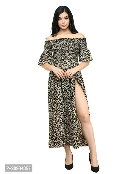 Georgette dress with leopard print and tie details in Animal Print