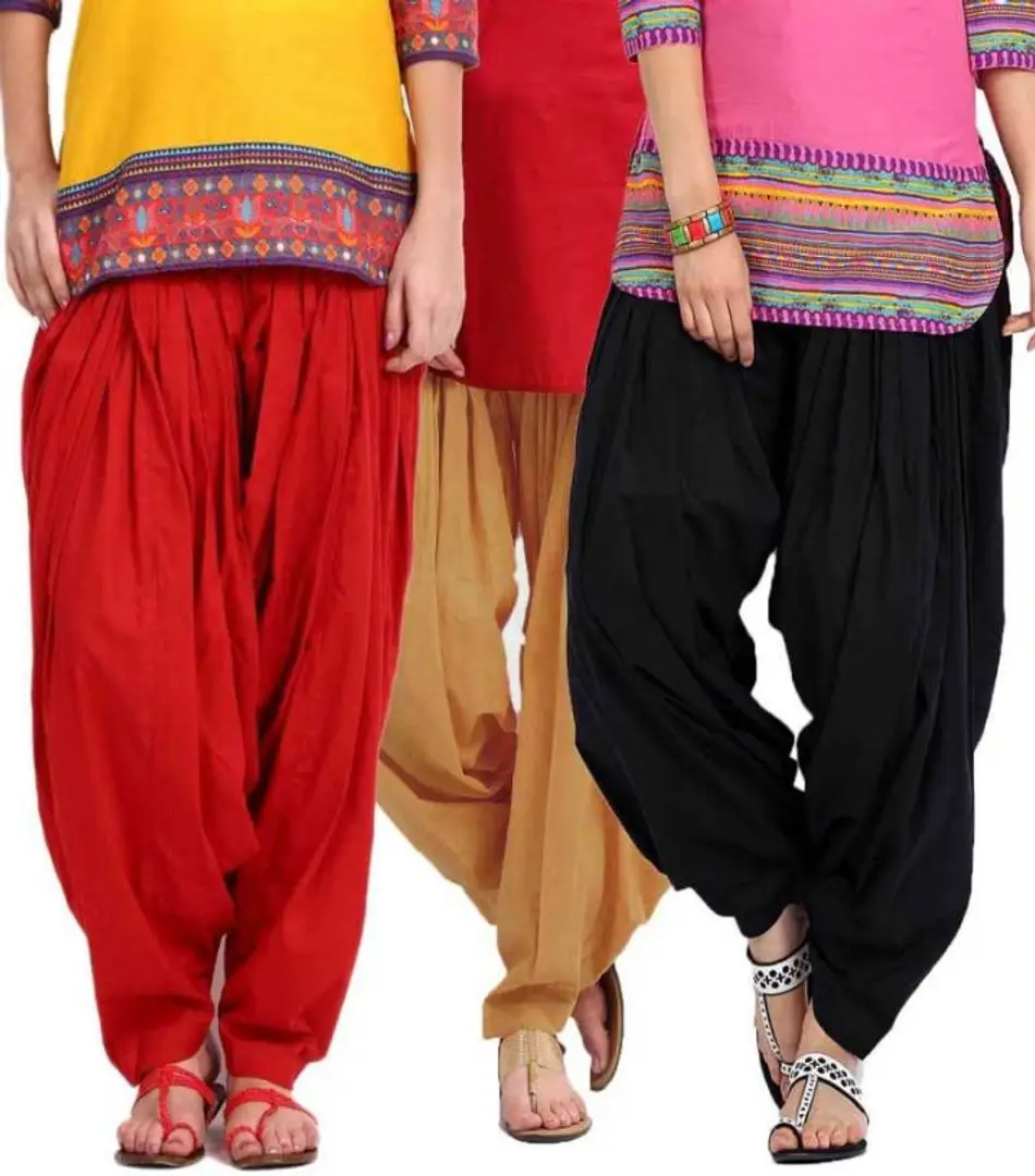 Buy Women's Regular Fit Cotton Patiala Salwar (DTH-05-RDBK-D_Red And  Black_M) at Amazon.in