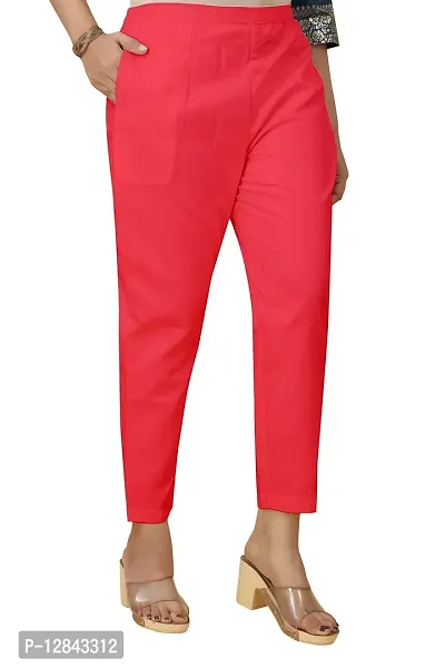 Buy Go Colors Women Dark Solid Polyester Mid Rise Shiny Pants - Red Online