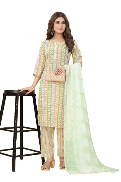 Fancy Cotton Kurta, Bottom and Dupatta Set