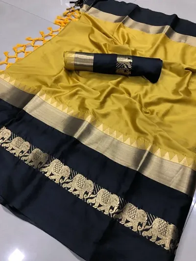 Original Soft Cotton Silk Saree With Elephant  Design