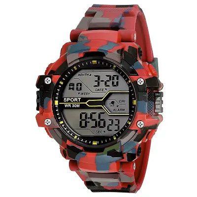 Acnos Red Color Army Shockproof Waterproof Digital Sports Watch for Mens Kids Sports Watch for Boys Military Army Watch for Men