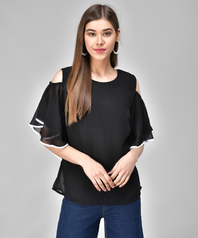 Raabta white sales cold shoulder top