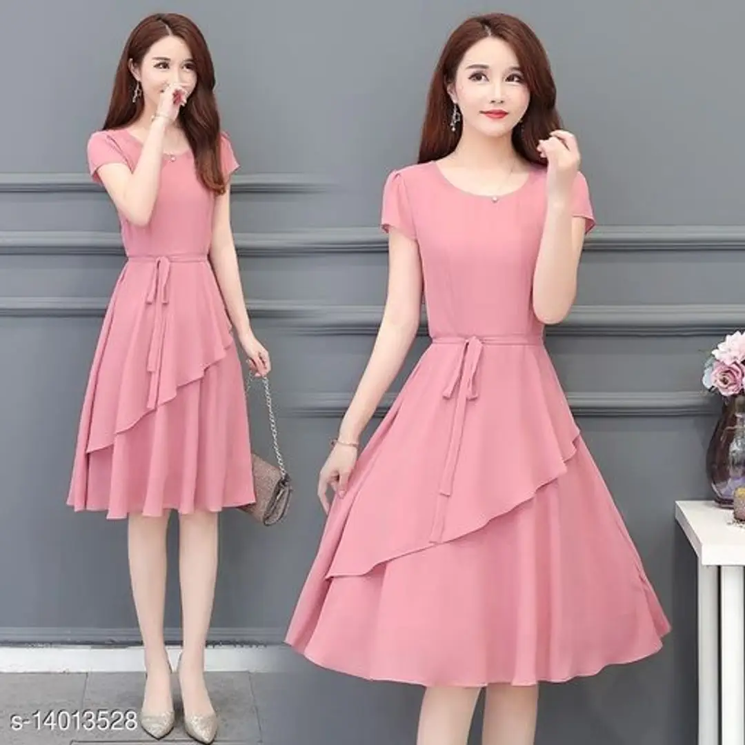 Pink colour short dress best sale