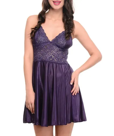 Hot Net Honeymoon Purple Babydoll Bikini Night Dress K3bmj