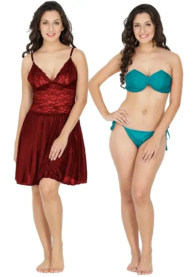 Buy Fihana Stylish Solid Women Lingerie Set for Every Purpose, Combo of Two  Bra Panty Set, Girls Non-Padded Bra and Panty, Ladies Undergarments for  daily use. Online In India At Discounted Prices