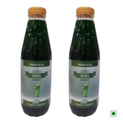 Dindayal Aushadhi -100% Pure Premium Khus Sharbat | Khus Sharbat Syrup - 750 ML (Pack of 2)
