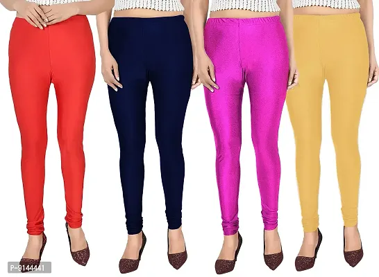 Buy PT Stretchable fit Satin Shiny Lycra Shimmer Chudidar Leggings for Women  and Girl in Wide Shades of Vibrant Colors in Regular and Plus Size (23  Colors) Pack of 4 Women Leggings