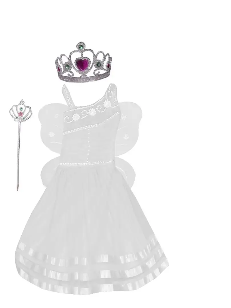 Pari Frock for Girls with crown white