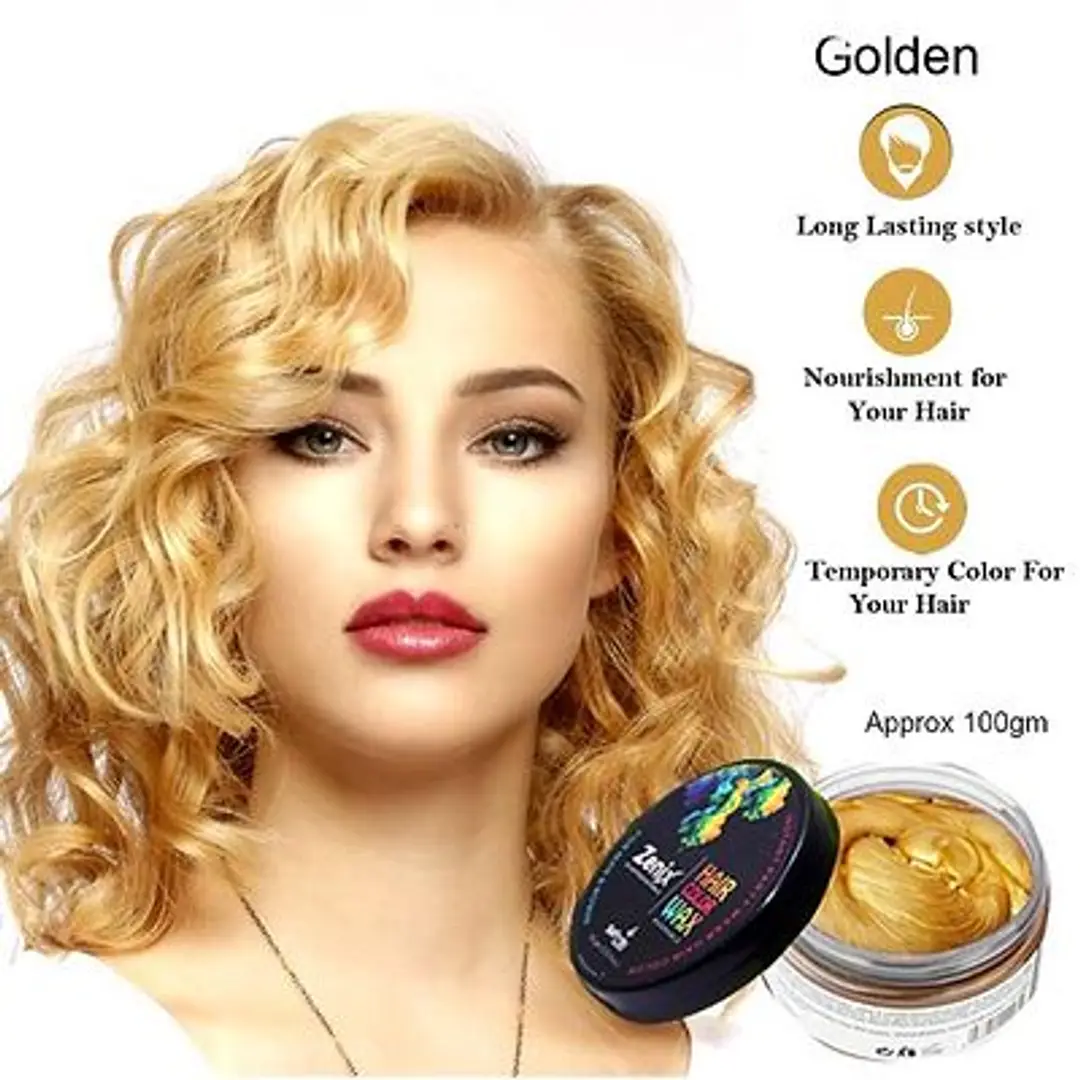 Hair Coloring Wax Temporary Hairstyle Hairstyle Wax for Men and Women (Gold)