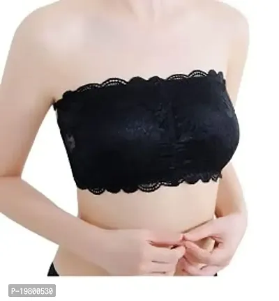 3 Pieces Women's Floral Lace Tube Top Bandeau Strapless Bras Seamless  Stretchy Chest Wrap V