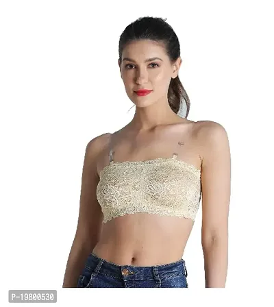 2 Pieces Women's Floral Lace Tube Top Bra Bandeau Strapless Bras Seamless  Stretchy Chest Wrap Black+white