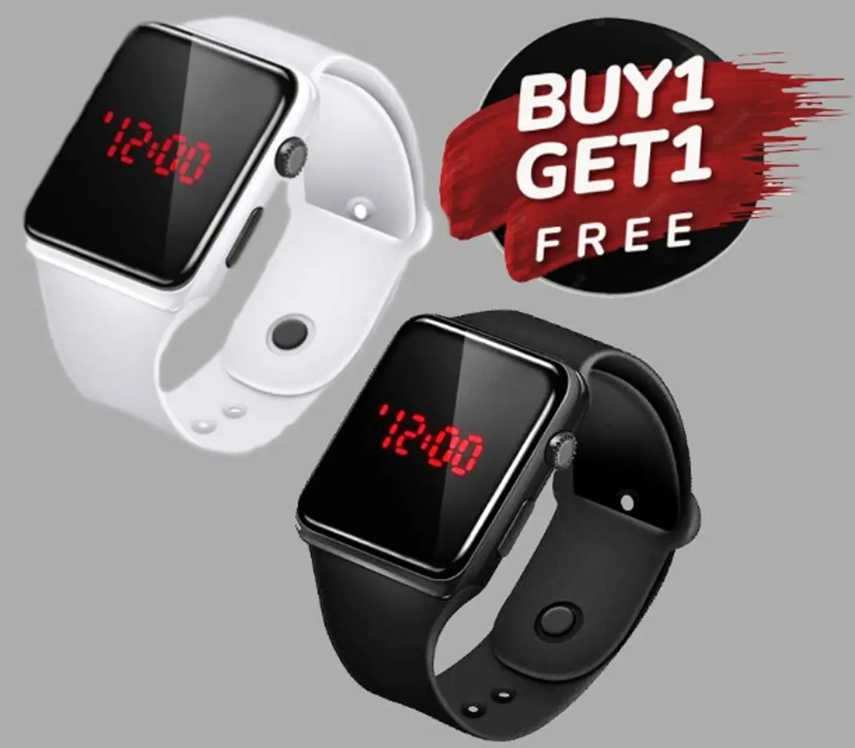 ED611 Black White SQ LED Digital Watch Combo Pack of 2 Digital LED Band Boys Girls