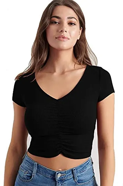 Buy THE BLAZZE 1302 Women's Cotton Scoop Neck Half Sleeve Tank Crop Tops  Bustier Bra Vest Crop Top Bralette Readymade S Online - Get 50% Off