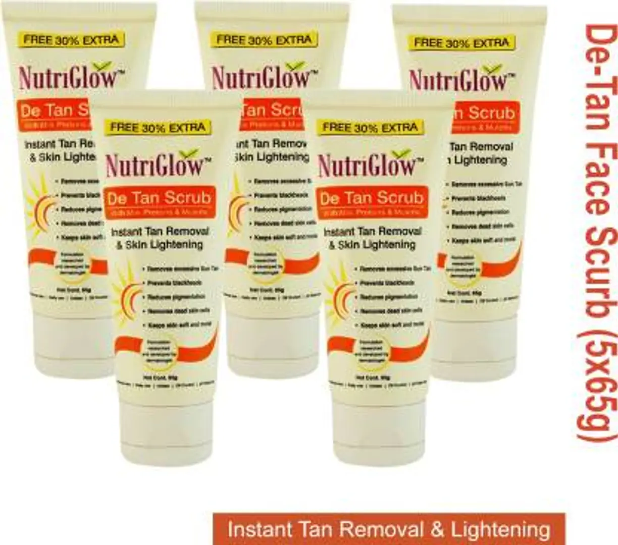 NutriGlow Set of 5 De Tan Scrub for Instant Tan Removal and Skin