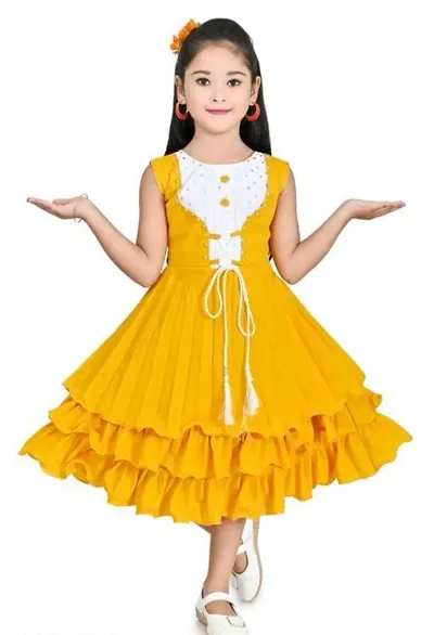 Classy Cotton Blend Frock Dress For Baby Girls